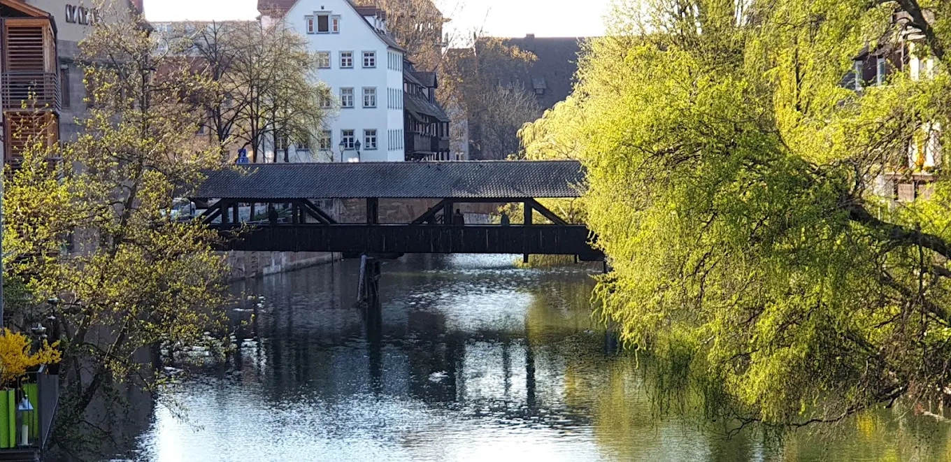 The Pegnitz River and Henkersteg Bridge